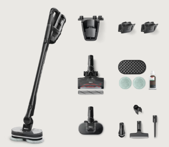Miele Triflex HX3 Plus Aqua Obsidian Black cordless vacuum and accessories