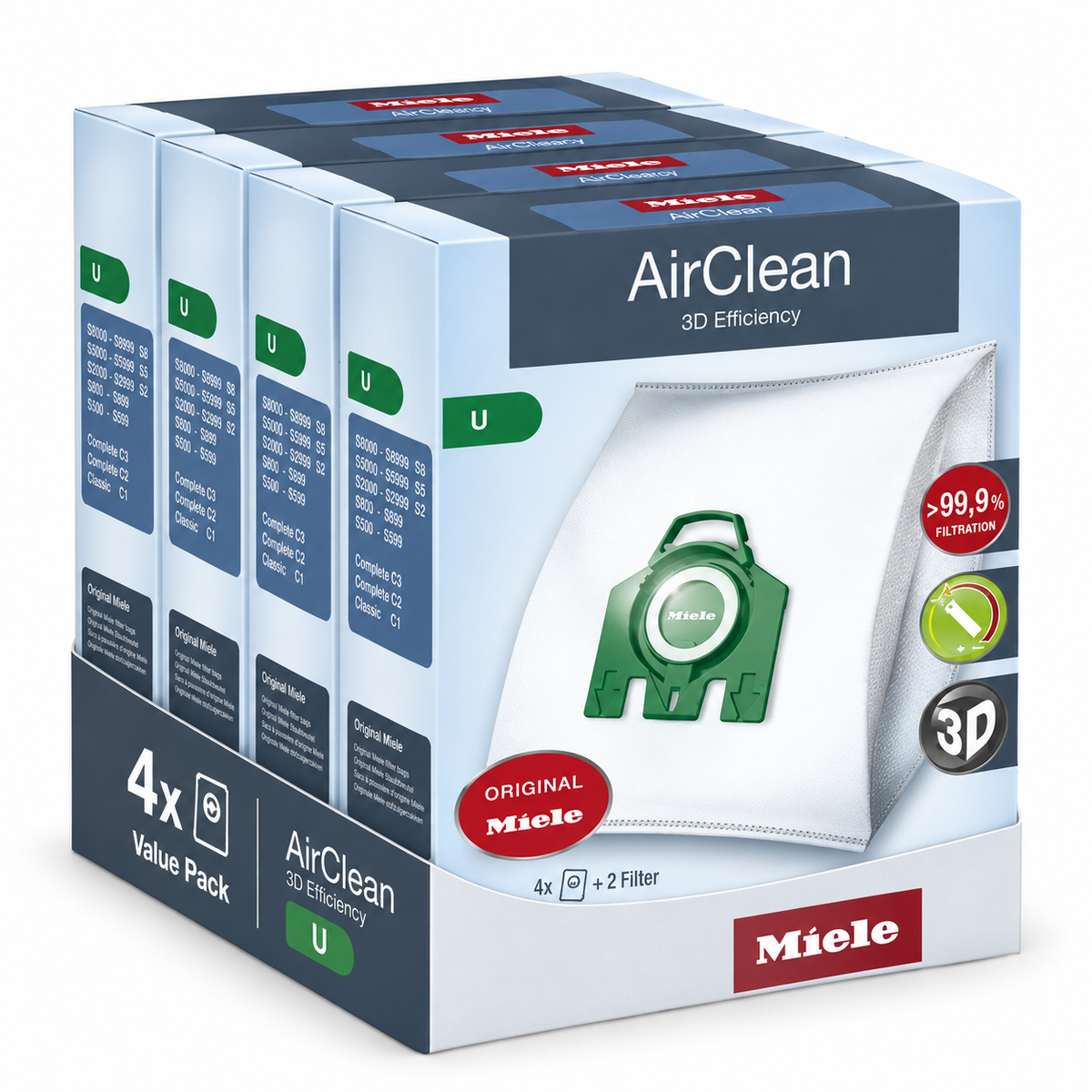 Miele U sleeve four boxes of vacuum bags