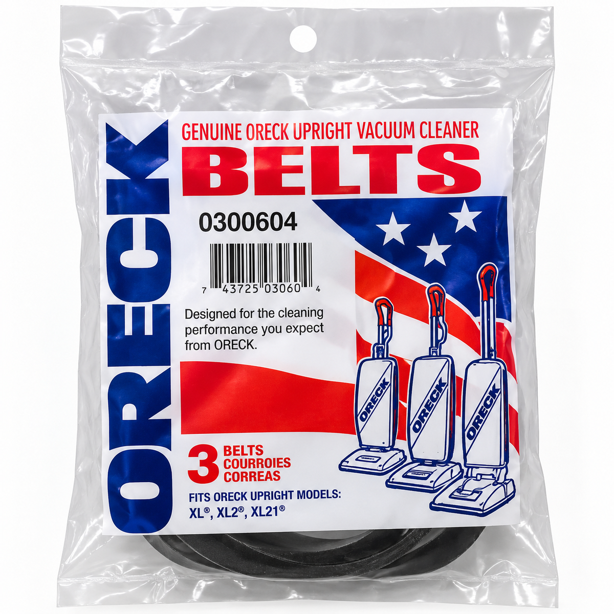 Oreck XL Upright Vacuum Belts - 3 Pack