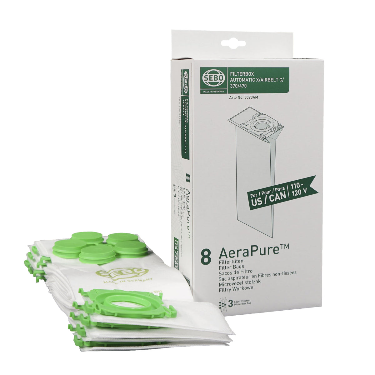 SEBO 5093AM X G C 300 350 370 Filter Bags 8 Pack