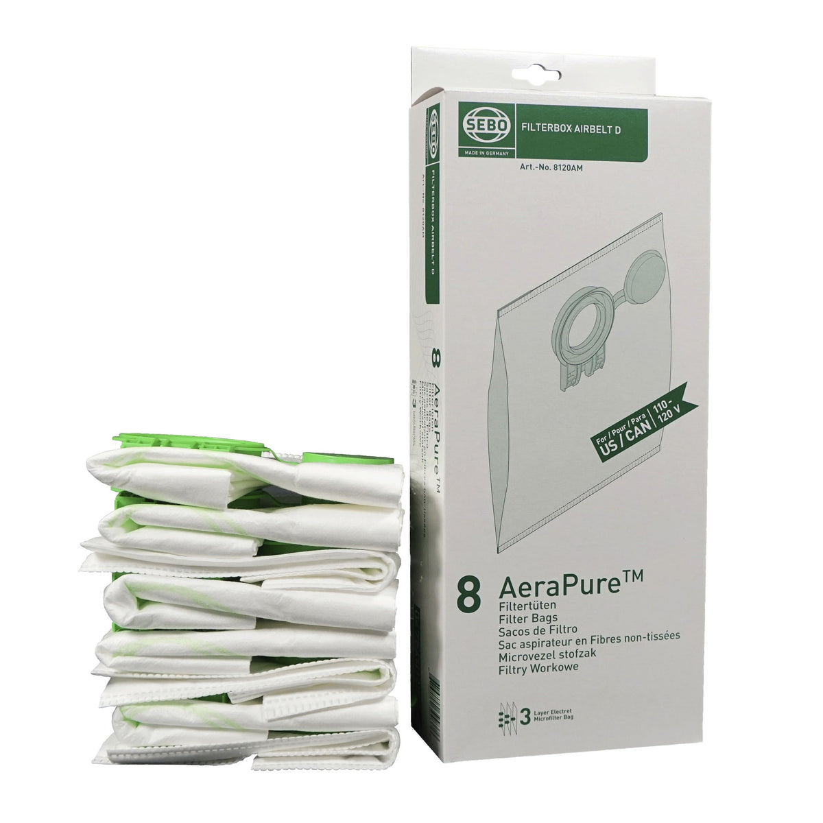 SEBO 8120AM D Series Filter Bags 8 Pack