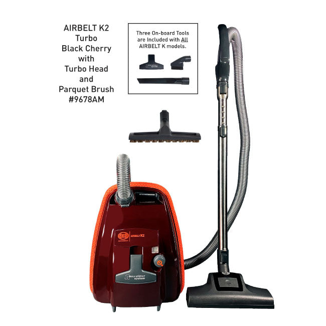 SEBO AIRBELT K2 Turbo Black Cherry with TT-C Turbo Head and Parquet Brush